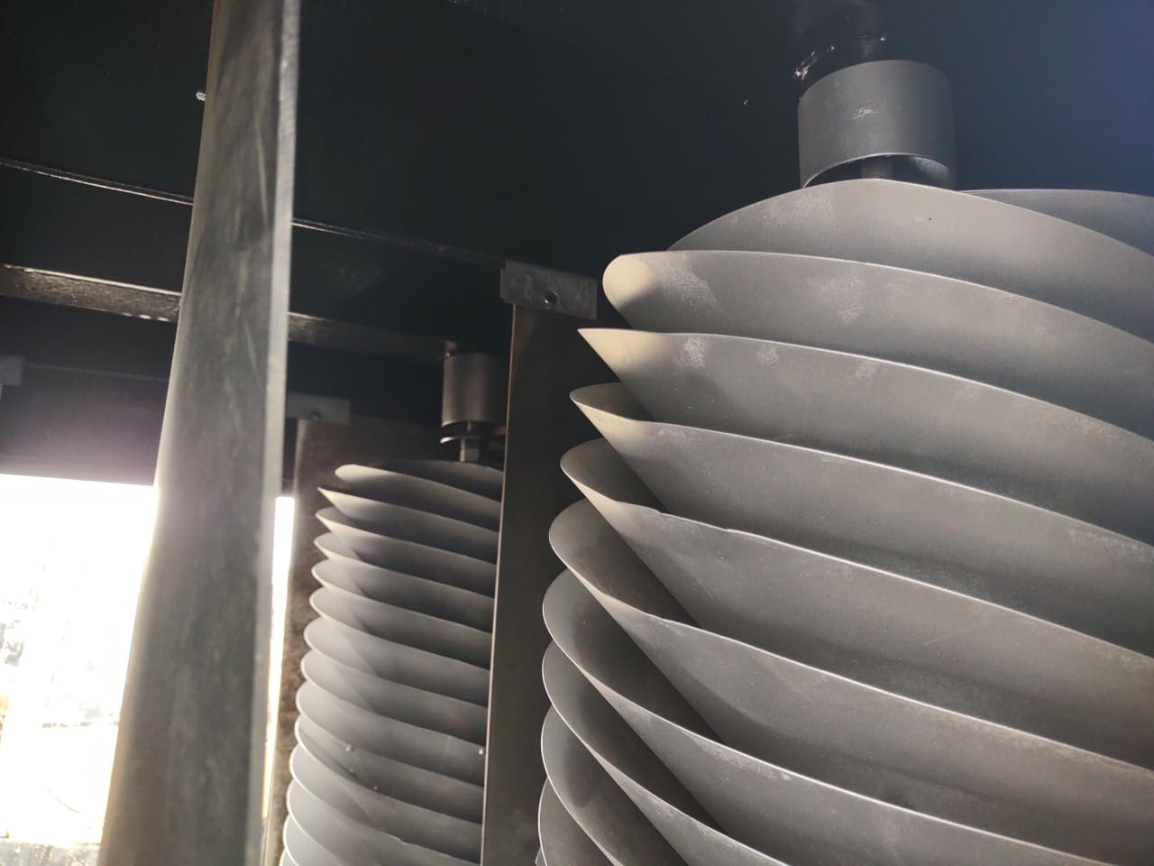 A close up of some plates in the oven