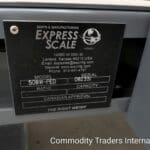 A close up of the label on an express scale
