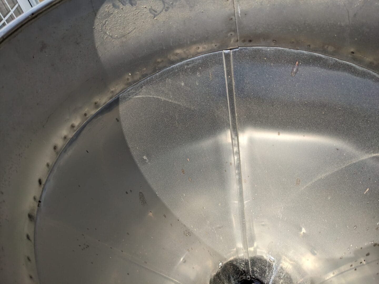 A close up of the inside of an industrial fan