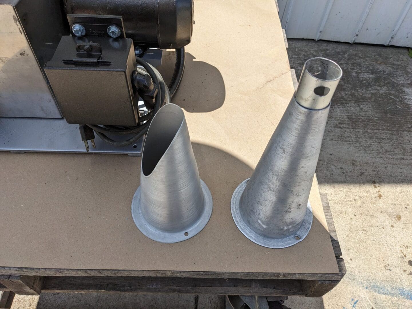 A pair of cones sitting on top of a table.