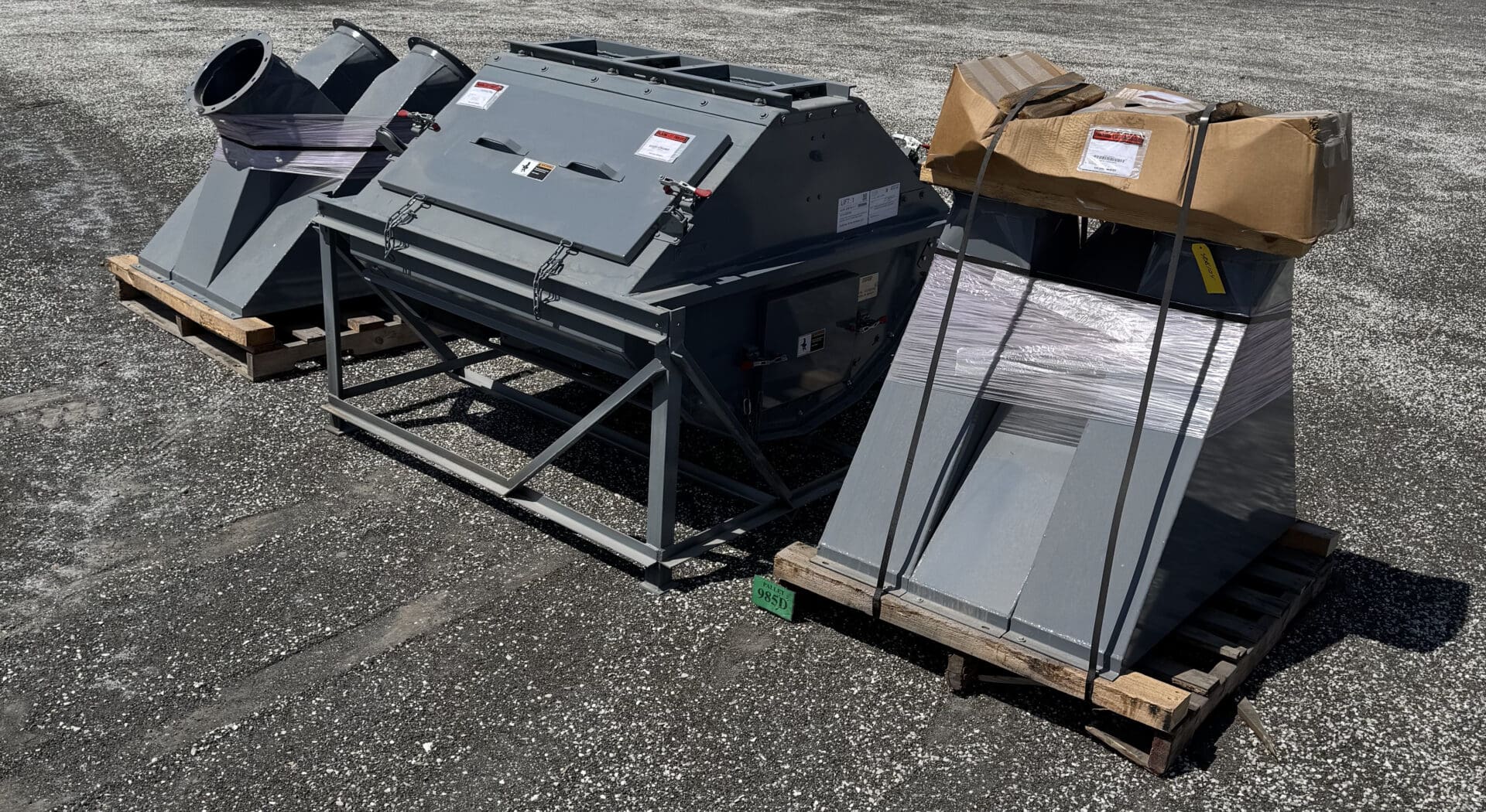 A bunch of boxes that are on the ground